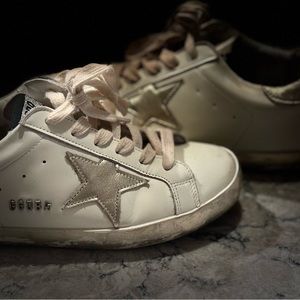 GOLDEN GOOSE Superstar sparkle white gold star sneakers